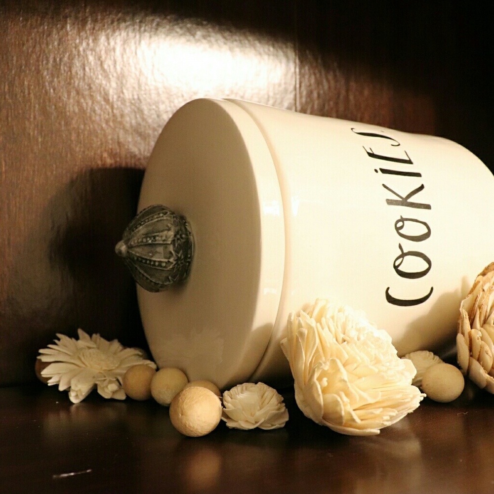 🆕 Rae Dunn Cookie Jar Crown Collection Stem Print - Picture 5 of 6